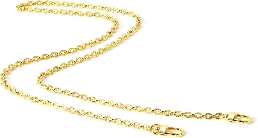 jiesinlov Long Purse Chain Strap mini CrossBody Handbag Gold thin Chains Shoulder Bag Strap Replacement,with Metal Buckles conversion kit for pochette (B 47.2in)
