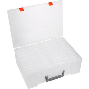 1set Photo Craft Box with Handle Versatile Storage Organizer for Photos Art Supplies and More for Crafts School Supplies and Keepsakes (transparent)