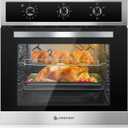 AMZCHEF 24" Single Wall Oven, 2.65 Cu.ft. Built-in Electric Wall Oven with 5 Cooking Functions, 360 ROTATING ROTISSERIE, 2200W, Mechanical Knobs Control, Timer, Stainless Steel Wall Oven for Kitchen
