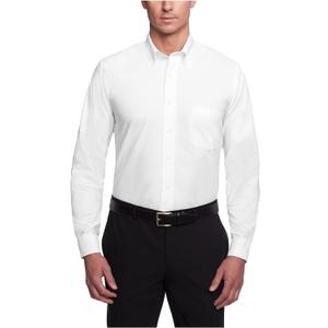 Van Heusen Men's Dress Shirt Regular Fit Oxford Solid (17.5"-18" Neck 34"-35" Sleeve, White)