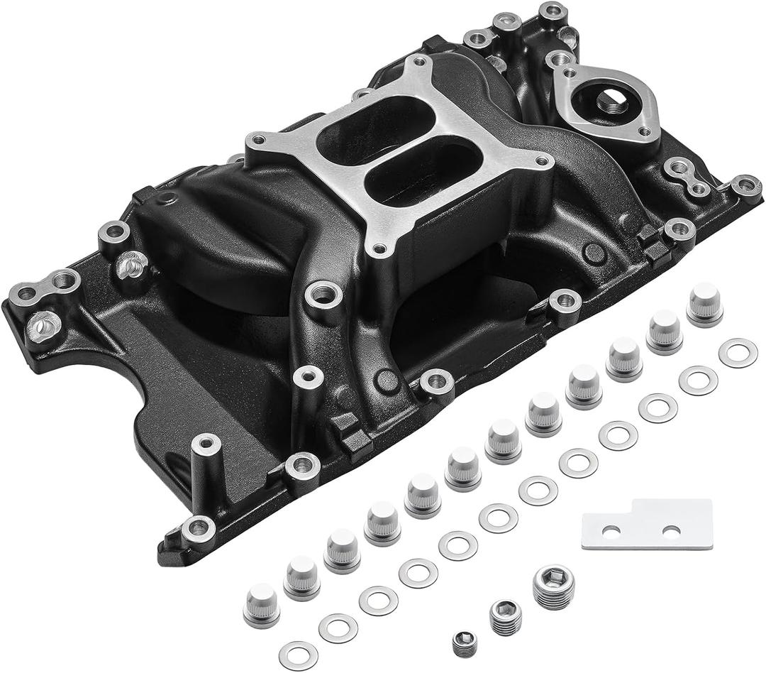 7576 Air Gap Intake Manifold Dual Plane Cast Aluminum Compatible with Chrysler Dodge Plymouth Jeep Mopar LA Magnum Small Block V8 318 5.2L 340 360 5.9L 1967-2003 55026 85026 DM-3812