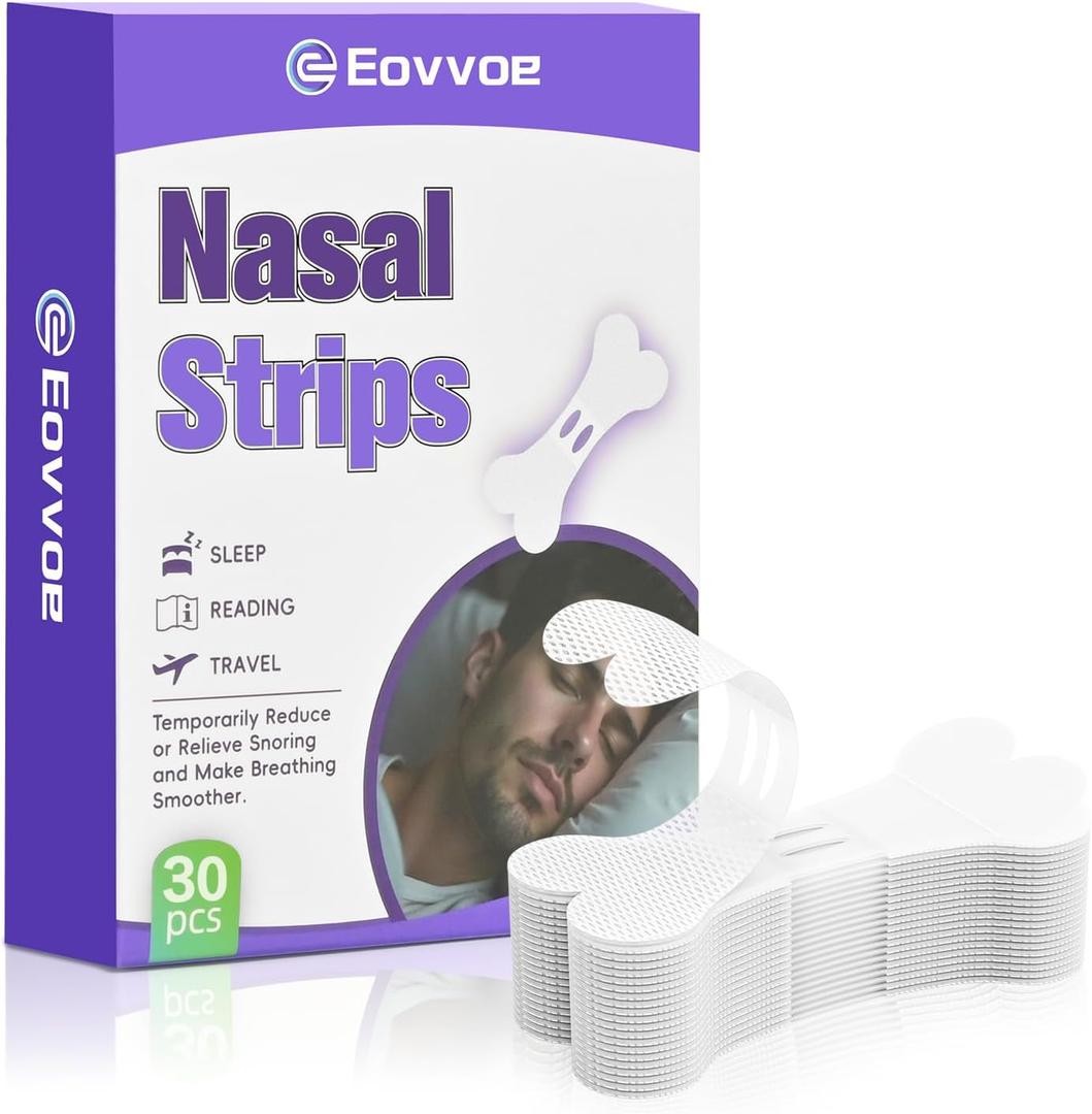 Nasal Strips for Snoring, 30 Pcs Nasal Strips, Relieve Nasal Congestion, Works Instantly, Comfortable Fit, Improved Airflow, Extra Strength Anti Snoring Solution