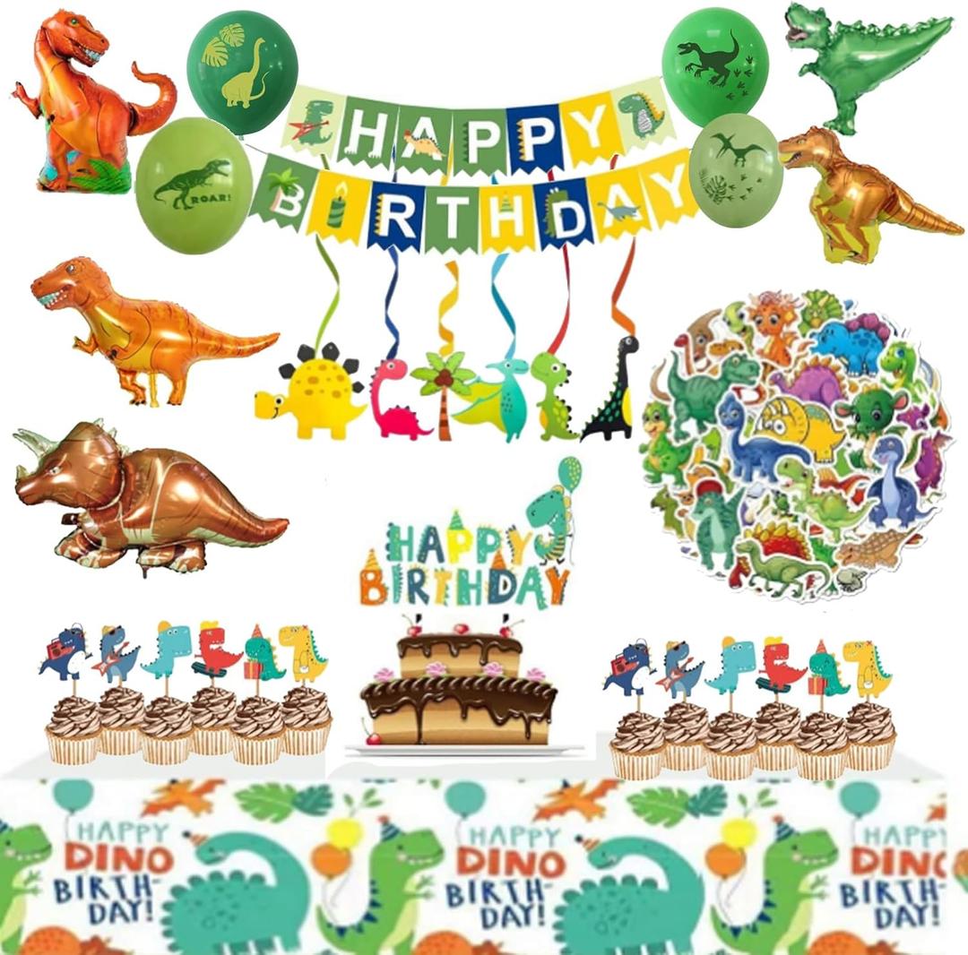 Dinosaur Birthday Decorations, 108Pcs Dinosaur Party Supplies, Dino Party Decorations Set, Great for Birthday Party, Children's Party, Theme Party and Birthday Decorations for Boys and Girl