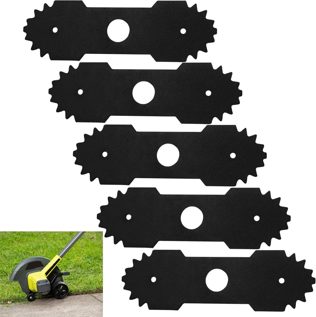 5 Pcs 638006008 Heavy Duty Durable Steel Edger Blades (9 inch) for Ryobi Trimmer Edger P2300A P2310, Replacement Sharpen Edging Blades with Teetch 638006007