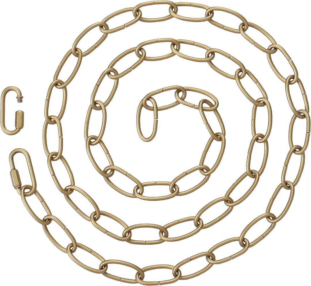 KSANA Gold Lighting Chain, 19 Feet Chandelier Pendant Hanging Light Fixture Chain Extension Heavy Duty with 2 Connection Locks for High Ceiling
