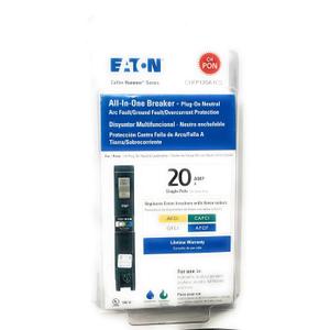 All-In-One Breaker 20 Amp single Pole Plug-on Neutral Arc Fault/Ground CHFP120A1CS Eaton
