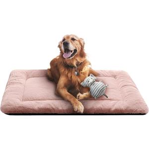 Dog Beds Crate Pad for Large Dogs Ultra Soft Dog Crate Bed Washable & Anti-Slip Kennel Pad for Dogs Cozy Sleeping Mat, Pink, 42 inch (42.0"L x 28.0"W x 1.0"Thick)