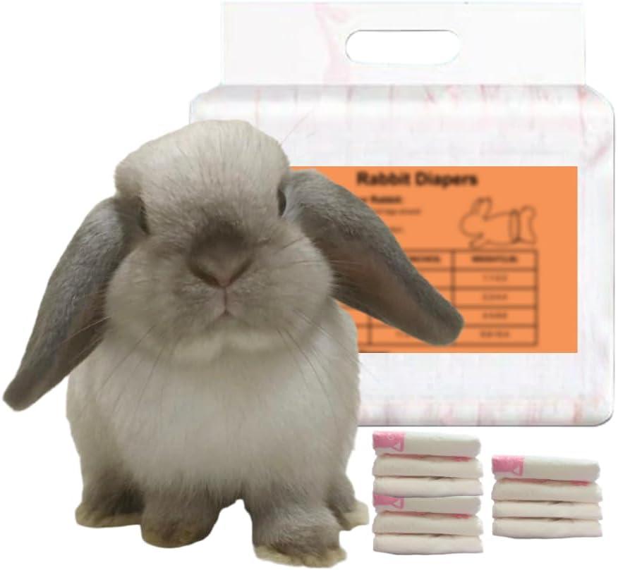 Leak-Proof Bunny Diapers for Rabbits, Disposable Pet Rabbit Diapers, Adjustable Diaper for Bunny (White, XS, Count, 10)