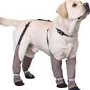 Dog Suspender Boots, Warm Dog Paw Protectors, Waterproof Doggy Booties for Winter, Anti-Slip Reflective Pet Shoes Snow Boots for Outdoor Walking,Hiking, Sandy, Muddy (Large)