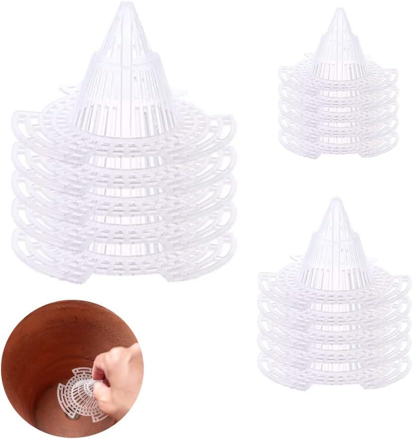 15 Pack Flower Pot Hole Mesh Pad Plastic Cone Bottom Grid Gasket Drain Mat Cover Drainage Screen for Plants Bonsai Gardening Breathable Hydrophobic Anti-Rot Root Prevent Soil Leakage