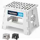 Handy Laundry Folding Lightweight Step Stool - Sturdy Enough to Support Adults and Safe Enough for Kids - Opens Easy with One Flip - Great for Kitchen, Bathroom or Bedroom (White - 8 Inch)