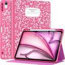 Supveco Case for iPad Air 11 Inch (M4 2026/M3 2025/M2 2024),iPad Air 5th/4th Generation 10.9 Inch 2022/2020 with Pencil Holder-[Auto Wake/Sleep],Premium Folio Stand Soft TPU Back Cover-Hot Pink