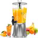 FULIYE Beverage Dispenser with Stand, Drink Dispensers for Parties, Beverage Dispenser with Ice Container, 2.2 Gallon/8L, Clear Acrylic Stainless Steel Lemonade Dispenser for Buffet, Caf, Bar