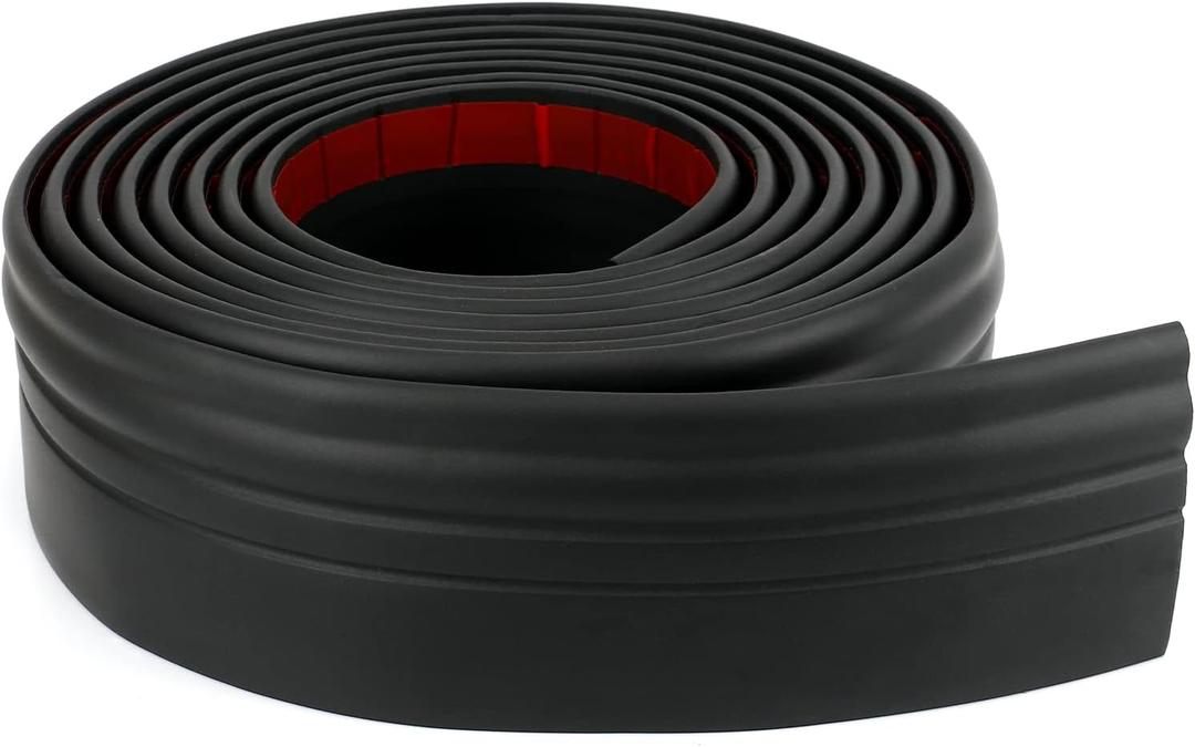 COUKIU Flexible Baseboard Molding Trim, Peel and Stick Rubber Wall Base Moulding Trim, 4 Inch x 16.4 Feet Self-Adhesive Vinyl Cove Base (Black)