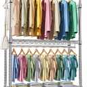 Heavy Duty Rolling Garment Rack 3 Tiers Adjustable Wire Shelving Clothes Rack with 2 Rods and Side Hooks, Storage Closet Clothing Rack with Wheels Chrome 17.7" D x 47.2" W x 83.6" H