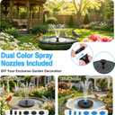 3.5W Solar Fountain Pump, Solar Bird Bath Fountain with 6 Blue & 6 Black Nozzles, Solar Water Pump for Outdoor Garden Patio Small Pond Fish Tank Landscape Decoration