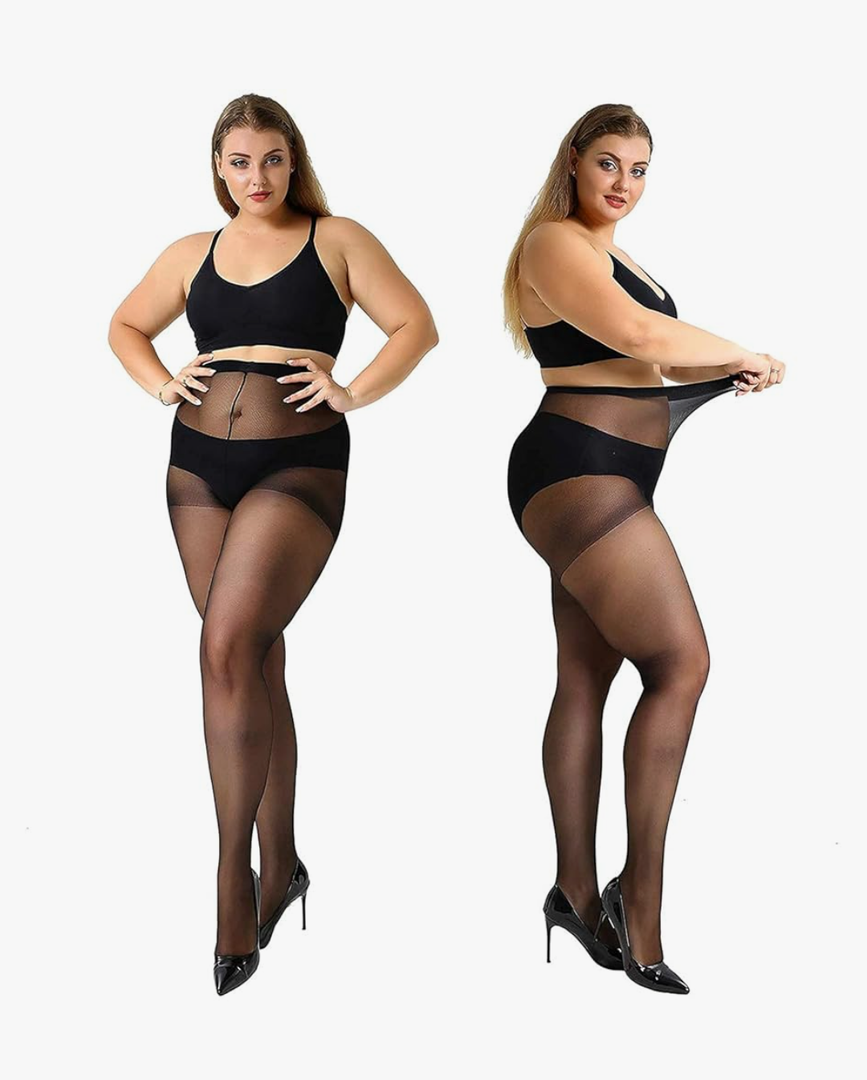 MANZI 3 Pairs Plus Size Pantyhose for Women 20 Denier Sheer Stocking, Size 2XL