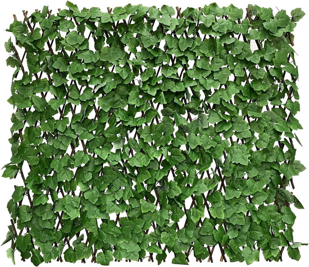 Expandable Faux Ivy Fence Privacy Screen with Artificial Flower,Greenery Expandable Stretchable Covers Panel for Balcony Patio Apartment Garden Outdoor Decor 36X92INCH