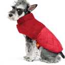 FOFOS Dog Winter Coat, Plush Dog Jacket with Leash Hole, Adjustable Warm Pet Snow Vest for Small Medium Dogs, Red, XL