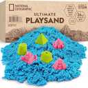 National Geographic Moon Sand - 24 Lb. Bulk Play Sand Kit with 6 Castle Molds (Blue) - A Fun No Mess Sensory Activity, Kids Fake Sand Play Set, Sensory Bin Filler (Multicolor)