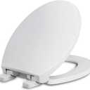 WSSROGY Round Toilet Seat with Lid, Slow Close Seat and Cover, Including Two Sets of Parts, Fit All Standard Round Toilet, Quiet Close, Plastic, White