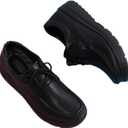 Purubylley Women's Slip Resistant Lightweight Nursing Shoes Comfortable Lace Up Work ShoesNursing Work Healthcare Slip Resistant Breathable Restaurant Food Service Leather Loafers (9, Black)