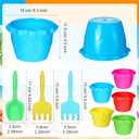 Lenwen 24 Packs 6.3" Beach Sand Buckets Shovels and Rakes Set for Kids Summer Beach Toys Pool Party Favors Accessories Easter Basket Stuffer(Stylish)