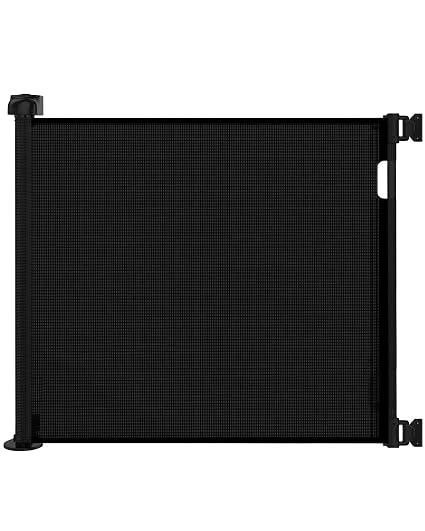 Retractable Dog Gate and Baby Gate for Stairs, 33"H x 55"W, Drill Mount
Drilling required, not pressure-mounted. Retractable baby gate, mesh rolls up to fit openings up to 55" wide. Small/med dogs