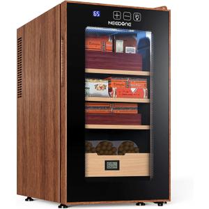 NEEDONE Electric Cigar Humidor 48L with Heating & Cooling Quiet Control, Thermostatic Cabinet for 350 Counts with Spanish Cedar Wood Shelves Drawer with Hygrometer, Gift for Men, Woodgrain
