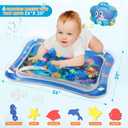 Infinno Inflatable Tummy Time Mat Premium Baby Water Play Mat for Infants and Toddlers Baby Toys for 3 to 24 Months, Strengthen Your Baby's Muscles, Portable (Blue)