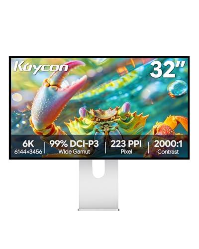 Kuycon G32P 32’’ UHD 6K (6144 x 3456) Glossy Monitor, IPS Panel, 10-Bit Color, 99% sRGB, 99% DCI-P3, 223PPI, HDR, 60Hz, 2000:1 Contrast, Low Blue Light, Eye Care (Honeycomb - with Stand)