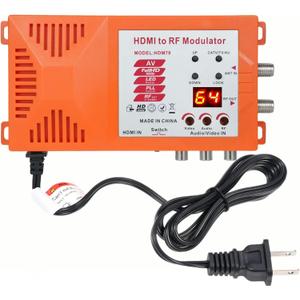 HDMI to RF Modulator, CVBS RCA to Coaxial Adapter, VHF UHF AV HDMI to RF Coaxial Converter with ANT & Channel Switch for TV PAL NTSC Format PS2 PS4 NS Xbox Game Consoles Fire Stick Cube Roku DVR