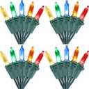 Brizled 4 Pack Color Christmas Lights, 33ft 100 LED Christmas String Lights, 120V UL Certified Multicolor Xmas Tree Light Plugin Mini Xmas Light for Indoor Outdoor Tree Party Home Wedding Decorations