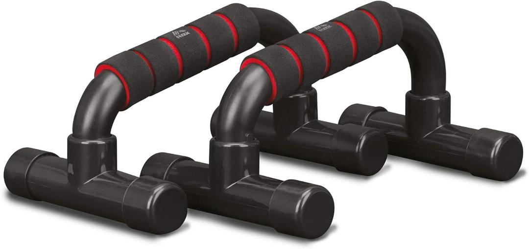 RBX Push-Up Bars with Cushioned Foam Grips and Non-Slip Base (Red)