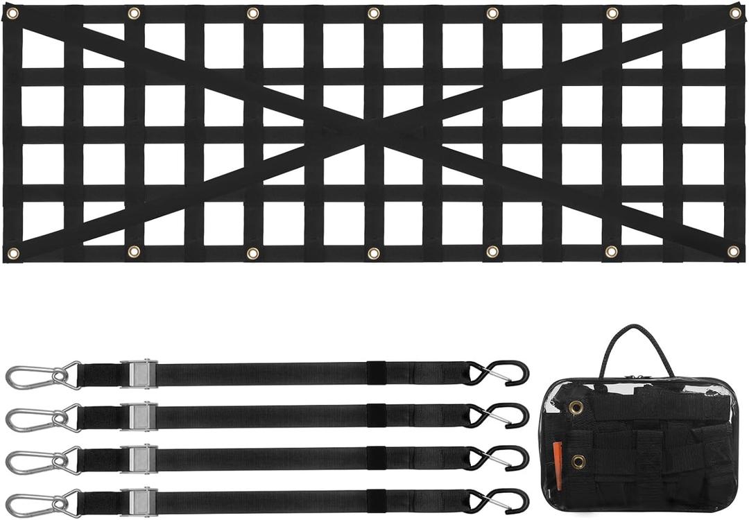 VEVOR Tailgate Net for Truck Bed, 54 in x 18 in, Cargo Net Durable with 4 Adjustable Buckle Straps, Cross-Reinforced Design, Extendable & Durable, Suitable for Truck, Trailer, Pickup, Boat, Jeep, SUV
