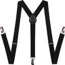 AMPIL Black Suspenders for Men and Women - Adjustable Suspender Elastic 1 inch Wide with Heavy Duty Clips (Black Suspenders)