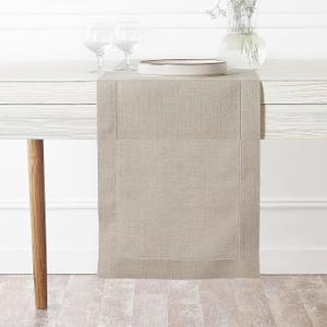 D'Moksha Homes Linen Natural Table Runner 54 Inches - Classic Hemstitch, 100% Pure Linen Coffee Table Runner 14 x 54 Inch Ideal for Dresser Tables - Summer, Fall and Halloween