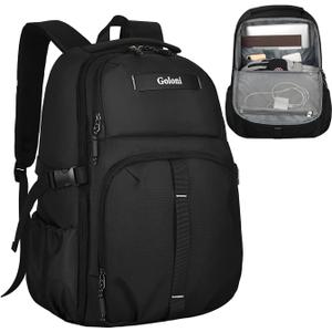 Goloni Airline Approved Travel Backpack 35L - Under Seat Carry On, Water Resistant 15.6 Inch Laptop Compartment for Men Women Work Travel,Black