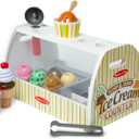 Melissa & Doug Wooden Scoop and Serve Ice Cream Counter (28 pcs) - Play Food and Accessories