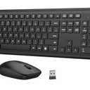 Wireless Keyboard and Mouse Combo, Full-Size Silent Ergonomic Keyboard and Optical Mouse, Long Battery Life, 2.4GHz Lag-Free Cordless Mice Keyboard for Computer, Mac, Laptop, PC, Windows