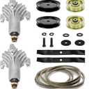 42" Lawn Mower Deck Rebuild Kit for 130794, for Craftsman/for Husqvarna LT1000 LT2000(Only 3 Bolts), Includes 2 Spindles 532130794, 2 Blades 134149,2 Pulleys 129861,2 Idlers 131494, 1 95 1/2" Belt