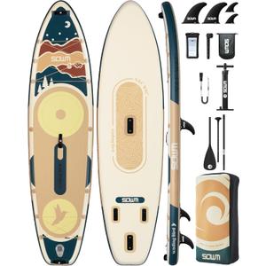 11'6"*35" Extra Wide Inflatable Stand Up Paddle Board, 450lb Capacity SUP with Center Fin for Beginners, Includes Adjustable Paddle, Pump, Backpack & Non-Slip Deck for Camping, RV & Adventure