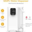 Brio SIMPL Countertop Water Dispenser, 3 Stage Water Filter & Adjustable Instant Hot Water | Easy Access Refillable 2.5L Tank | Tall 8.5" Dispense Height, LED Touch Controls, White