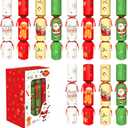 Zuffeloria 12 Pack Christmas Crackers with Prizes (No Snap Design), Holiday Table Favors for Kids and Family  Includes Toys, Jokes & Paper Hats Christmas Party Decorations