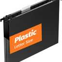 Extra Capacity Plastic Hanging File Folders,12 Pack Reinforced Hang Folder,Heavy Duty 1 Inch Expansion,Filing Cabinet Folders Letter Size for Bulk Files/Medical Charts (Sides Sealed, Black)