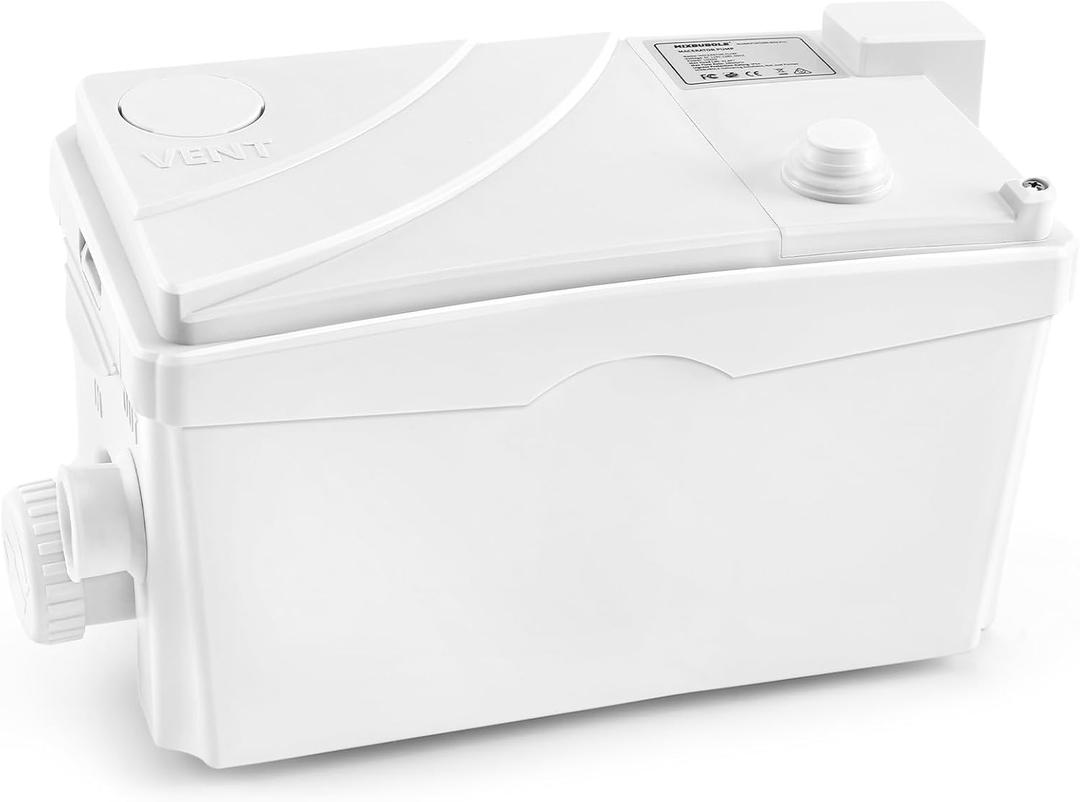 500W Utility Sink Pump with PCB Function Upgrade Structure Upflush to 23FT 1600GPH Under Sink Pump with 3 Water Inlets 1 Outlet Macerating Toilet System for Sink Shower Urinal Kitchen Basement