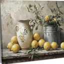 SAQANVAN Vintage Lemons Canvas Wall Art Country Kitchen Wall Decor picture Antique Fruit Painting Prints Farmhouse Still life Artwork for Country Style Home Decoration 24x16in
