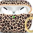 Leopard Silicone Compatible with AirPods Pro 2 Case 2022/2023, Gawnock Soft Case Cover Flexible Compatible with AirPods Pro 2nd Generation Print Cover Women Girls with Keychain - Khaki Leopard/Cheetah