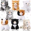 Sumind 8 Pcs Cat Stuffed Animals Bulk Plush Pets 5 Inch Cute Assorted Plush Cats Horse for Birthday Halloween Christmas Party Favors Favors(Long Hair Cat)