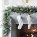 Somikis 9FT Christmas Garland, Battery Operated Pre-Lit Xmas Garland, w/LED Lights and Realistic Arctic Spruce Pine Cones, for Mantle Stair Railing Indoor Outdoor